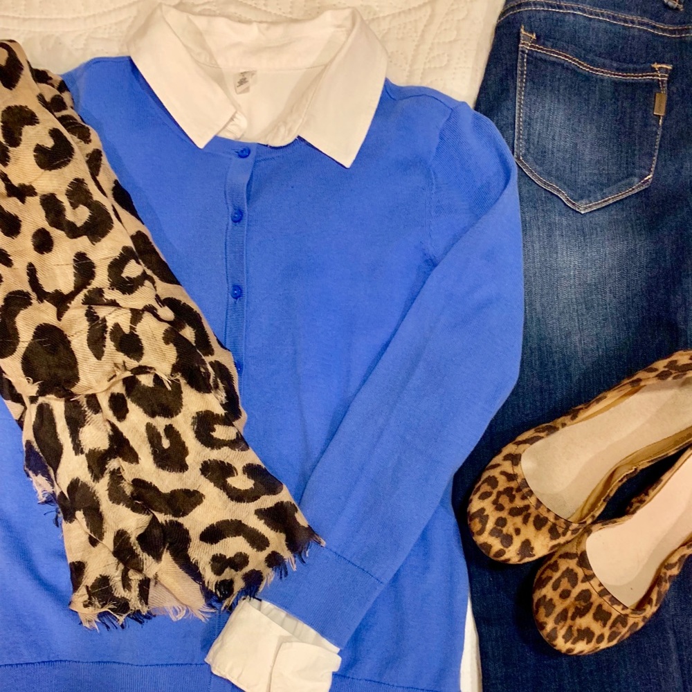 👓👗Ann Taylor Cornflower Blue Cardigan👓👗